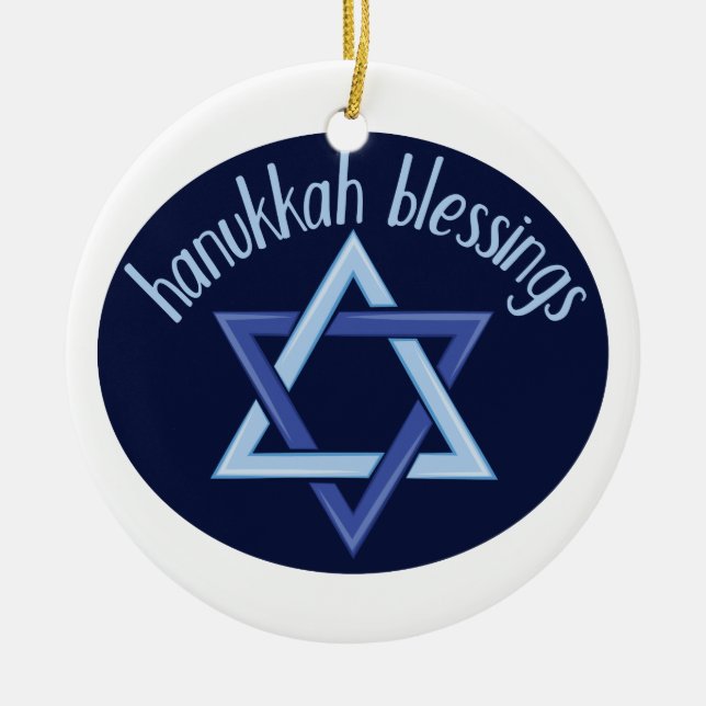 Ornamento De Cerâmica Bênçãos de Hanukkah (Frente)