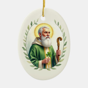 Ornamento De Cerâmica Bênçãos do Dia da Festa de São Patrício Aquarela G
