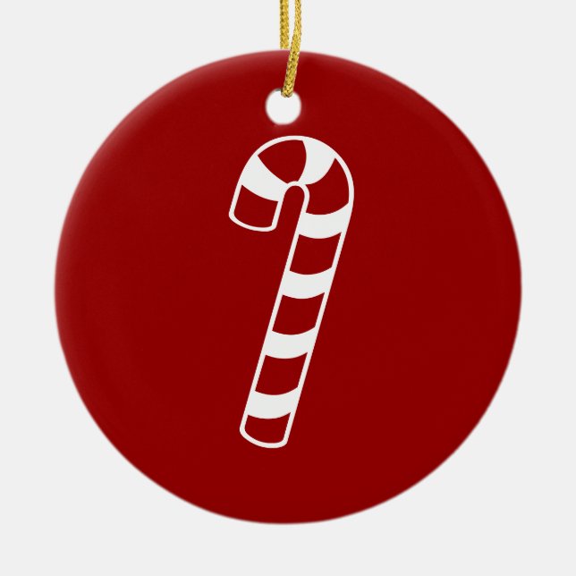 Ornamento De Cerâmica Bengala de Natal (Frente)