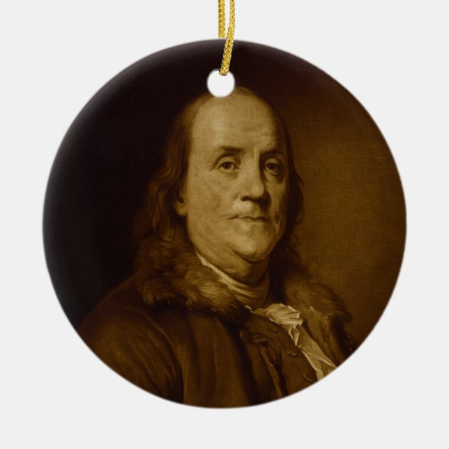 Ornamento De Cerâmica Benjamin Franklin Head e Shoulders Retrait (Frente)