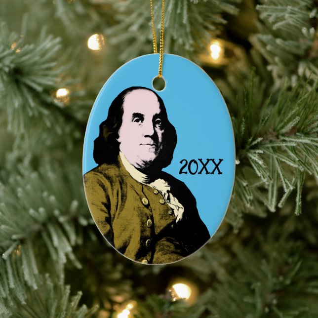 Ornamento De Cerâmica Benjamin Franklin Pop Art Style (Árvore)