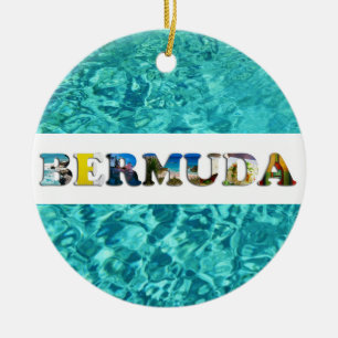 Ornamento De Cerâmica Bermuda Praia Blue Ocean Viagem Fotos Natal