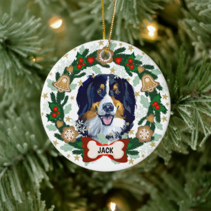 Ornamento De Cerâmica Bernardo Cão Cachorro de Natal Cachorro Cookie Wr