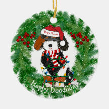 Bernedoodle de Luzes de Natal Personalizadas
