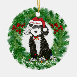Ornamento De Cerâmica Bernedoodle Malvado Personalizado
