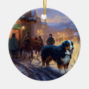 Ornamento De Cerâmica Bernese Mountain Christmas Fesason
