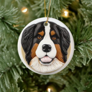 Ornamento De Cerâmica Bernese Mountain Dog 3D Inspirou