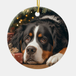 Ornamento De Cerâmica Bernese Mountain Dog Chrismas