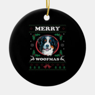 Ornamento De Cerâmica Bernese Mountain Dog Feliz Woofmas Cão de Natal G