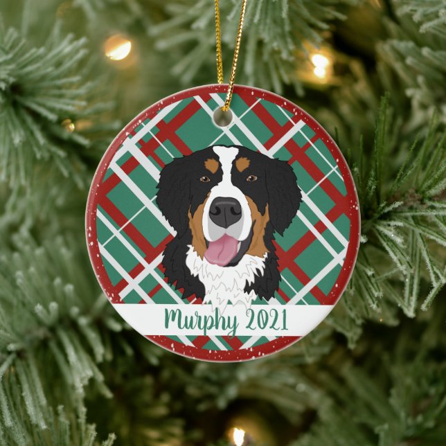 Ornamento De Cerâmica Bernese Mountain Dog Natal (Árvore)