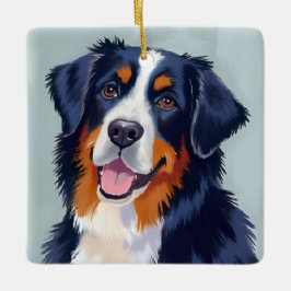 Ornamento De Cerâmica Bernese Mountain Dog | Watercolor Painting