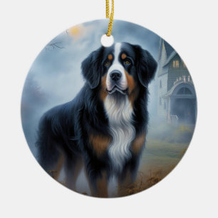 Ornamento De Cerâmica Bernese Mountain Halloween Scary