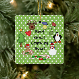 Ornamento De Cerâmica Best Great Grandpa Ever Christmas Ornament