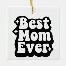 Ornamento De Cerâmica Best Mom Ever Retro Photo Christmas Keepsake 