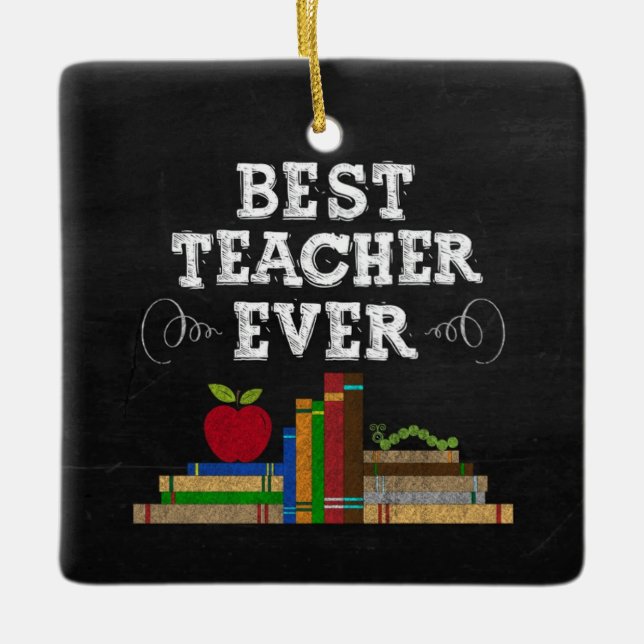 Ornamento De Cerâmica Best Teacher Ever Chalkboard Ornament (Frente)