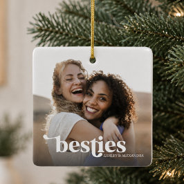 Ornamento De Cerâmica Besties Best Friends Custom Photo