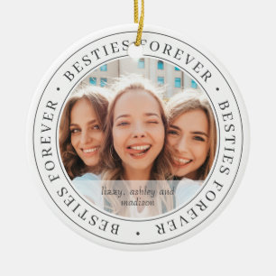 Ornamento De Cerâmica Besties para sempre Foto personalizada simples e m