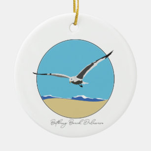 Ornamento De Cerâmica Bethany Beach, Delaware Sea Gull sobre Beach