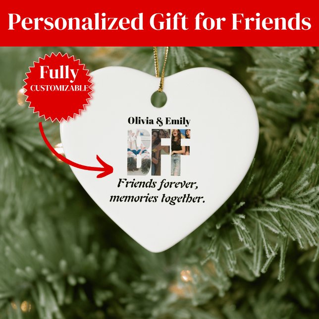 Ornamento De Cerâmica BFF Photo Ornament – Personalized Gift (BFF Photo Ornament – Personalized Gift
)