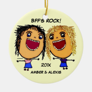 Ornamento De Cerâmica BFF's Rock Cartoon