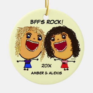 Ornamento De Cerâmica BFF's Rock Cartoon