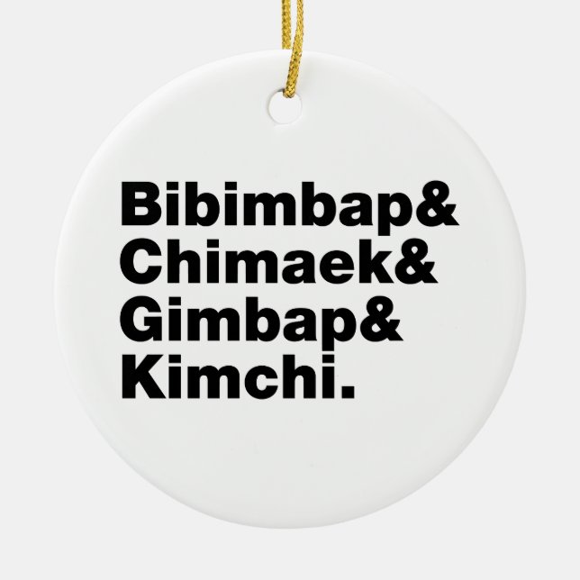 Ornamento De Cerâmica Bibimbap & Chimaek & Gimbap & Kimchi. Comidas core (Frente)