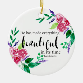 Ornamento De Cerâmica Bíblia Cristã Verse Watercolor Flores Belos