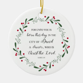 Ornamento De Cerâmica Bíblia de Natal Cristã Verse Jesus Salvador Luke