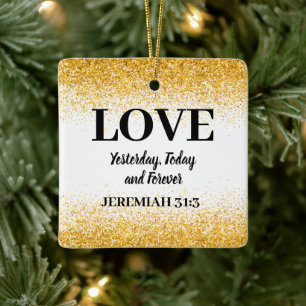 Ornamento De Cerâmica Bíblia Dourada de Natal Verdadeiro Amor