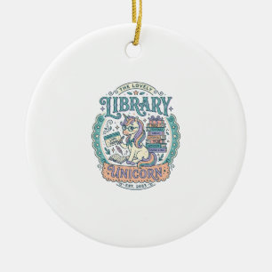 Ornamento De Cerâmica Biblioteca de Unicórnio Camiseta Gráfica Caprichos
