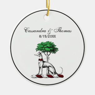 Ornamento De Cerâmica Bicho De Greyhound Com Emblem De Crest Heráldico D