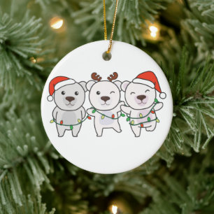 Ornamento De Cerâmica Bicho Polar Animais de Natal Curiosos do Urso Pola