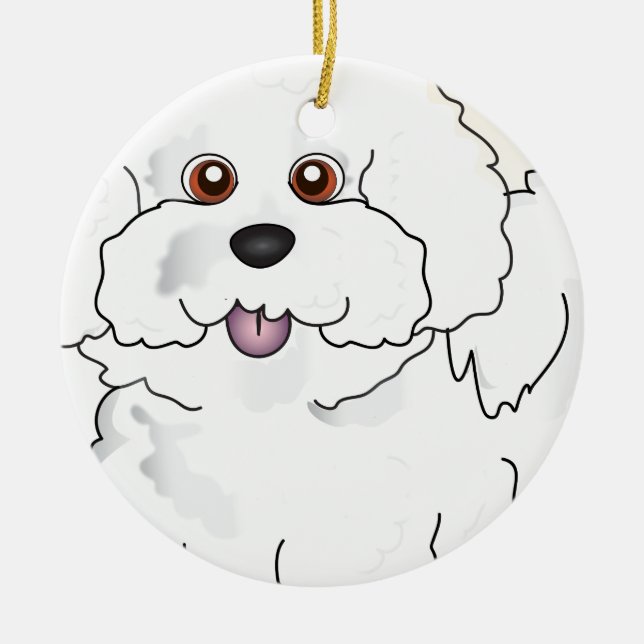 Ornamento De Cerâmica Bichon Frise (Frente)