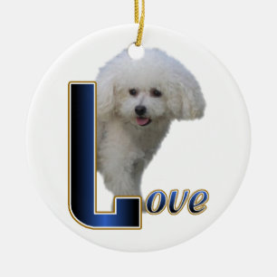 Ornamento De Cerâmica Bichon Frise Amor