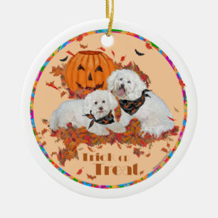 Ornamento De Cerâmica Bichon Frise Halloween