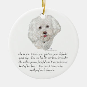 Ornamento De Cerâmica Bichon Frise KeepsasaemFEMALE
