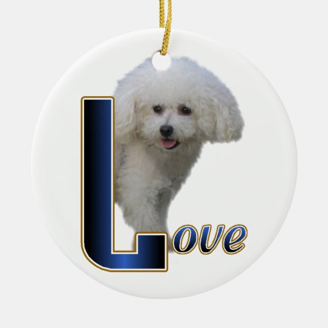 Ornamento De Cerâmica Bichon Frise Love (Frente)