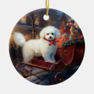 Ornamento De Cerâmica Bichon Frise Natal Fesason