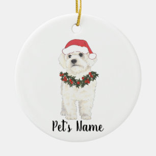 Ornamento De Cerâmica Bichon Havanese Cerâmica Christmas