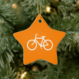 Ornamento De Cerâmica Bicicleta Branca e Laranja