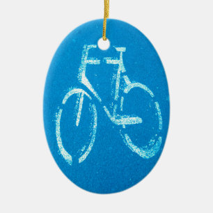 Ornamento De Cerâmica Bicicleta Branco Azul, Sinal de Bicicletas de Cicl