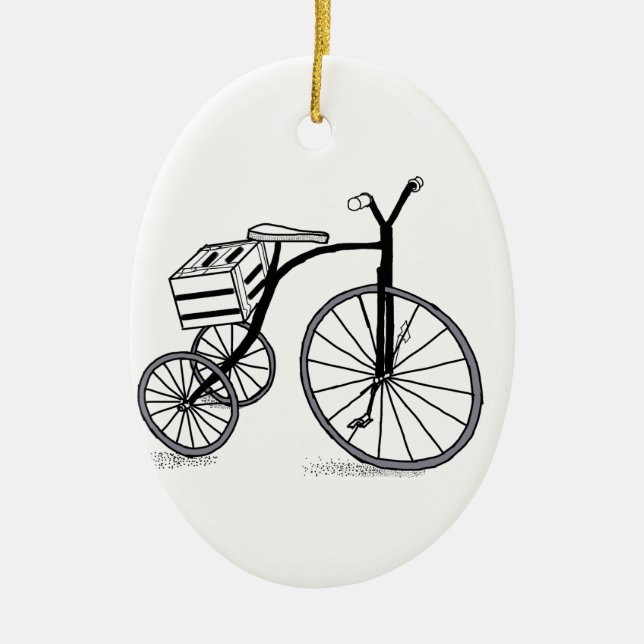 Ornamento De Cerâmica Bicicleta com 3 rodas (Frente)