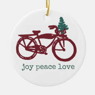 Ornamento De Cerâmica Bicicleta do vintage & de árvore de Natal design