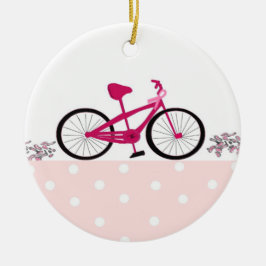 Ornamento De Cerâmica Bicicleta pela Cura - Bicicleta Rosa