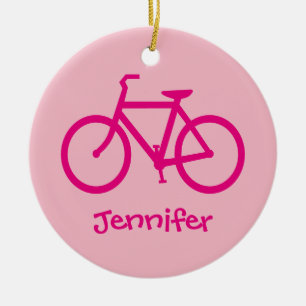 Ornamento De Cerâmica Bicicleta personalizada do rosa quente
