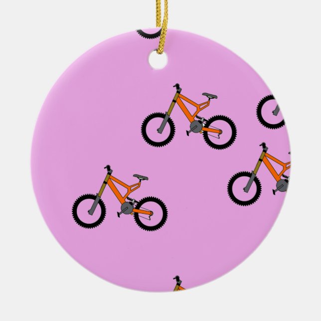 Ornamento De Cerâmica Bicicletas a rosa (Frente)