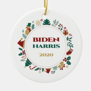 Ornamento De Cerâmica Biden/Harris 2020 Natal Festivo