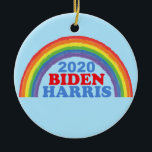 Ornamento De Cerâmica Biden Harris 2020 Rainbow Christmas<br><div class="desc">Vote Joe Biden Kamala Harris 2020. Um belo Enfeites de natal político do arco-íris para as escolhas democráticas para presidente e vice-presidente nas eleições de 2020.</div>