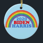 Ornamento De Cerâmica Biden Harris 2020 Rainbow Christmas<br><div class="desc">Vote Joe Biden Kamala Harris 2020. Um belo Enfeites de natal político do arco-íris para as escolhas democráticas para presidente e vice-presidente nas eleições de 2020.</div>