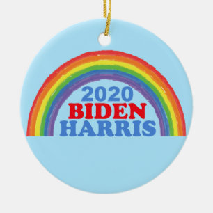 Ornamento De Cerâmica Biden Harris 2020 Rainbow Christmas